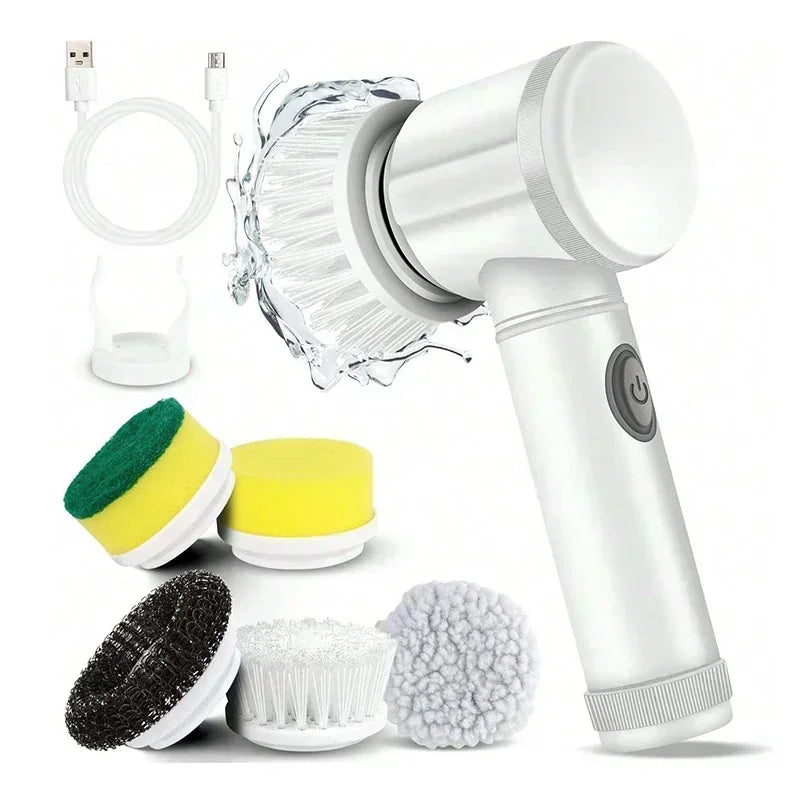 Electric Spin Scrubber Cordless Spin Scrubber with 5 Replaceable Brush Heads Electric Cleaning Brush Cleaning Tools