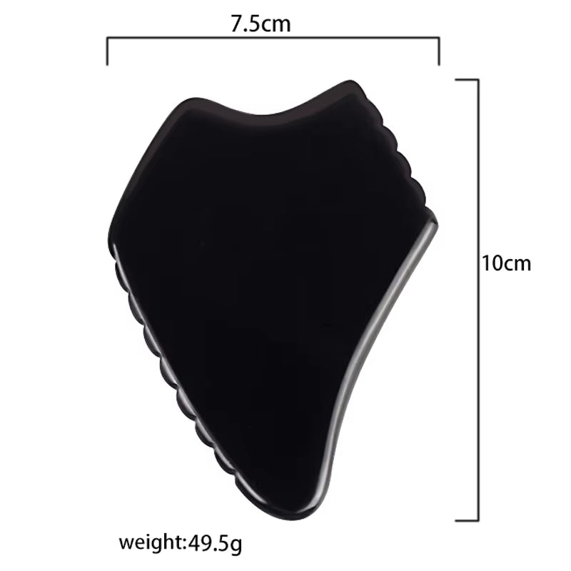 Wholesale Various Shape Black Obsidian Face Gua Sha Tool Sawtooth SPA Massager Acupuncture Facial Beauty Product for Health Care